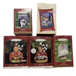 Hallmark Christmas Ornaments Lot of 5 Nascar Collectible Handcrafted Ornaments